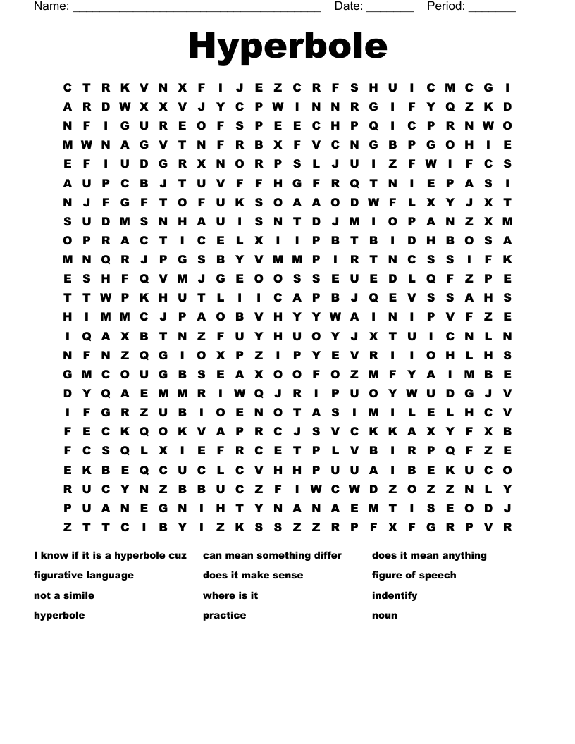 Hyperbole Word Search