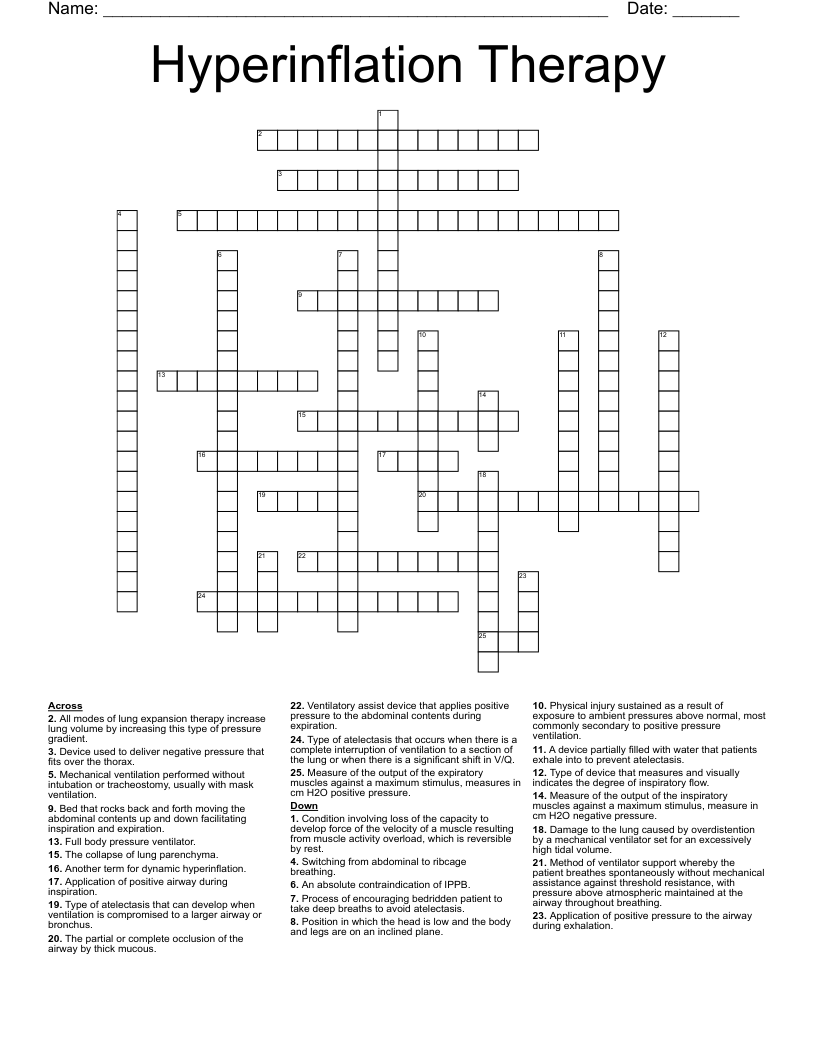 Hyperinflation Therapy Crossword
