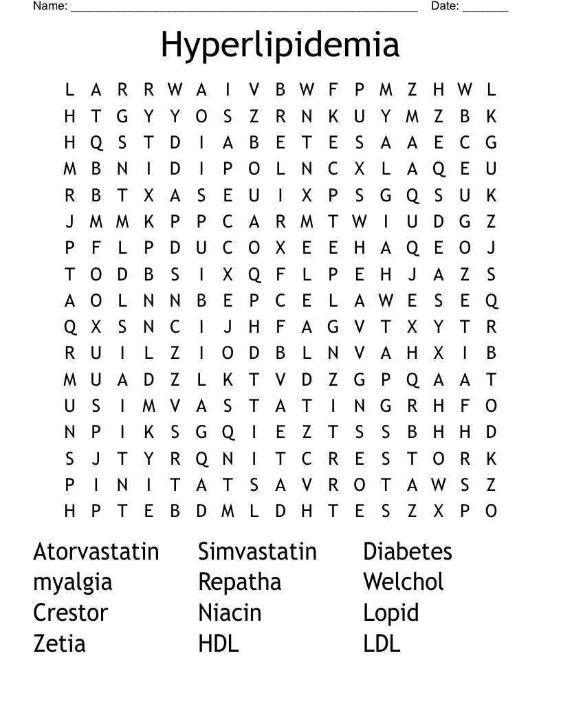 Hyperlipidemia Word Search