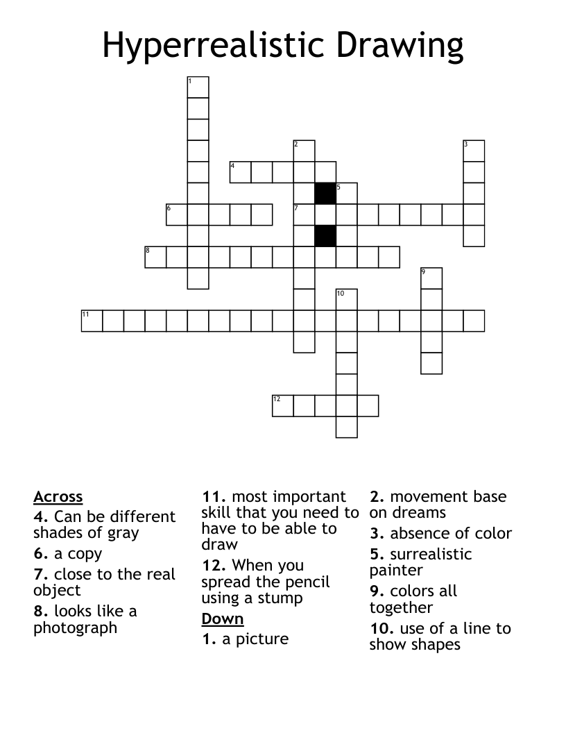 Hyperrealistic Drawing Crossword