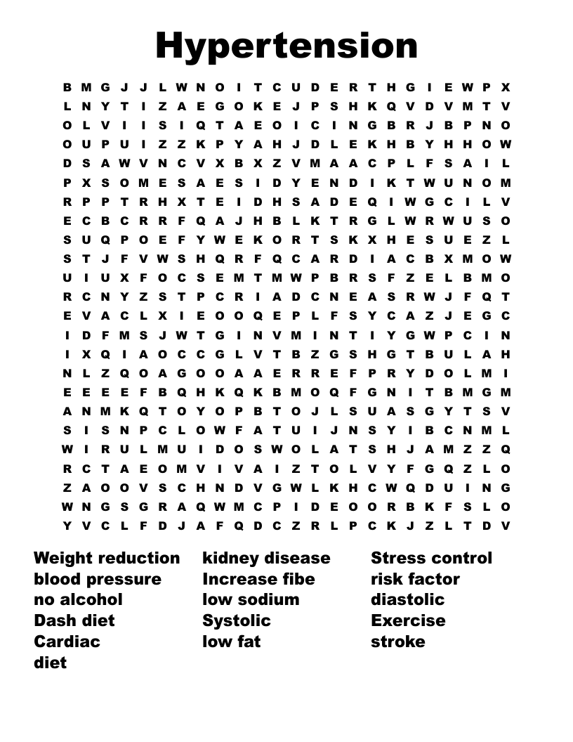 Hypertension Word Search