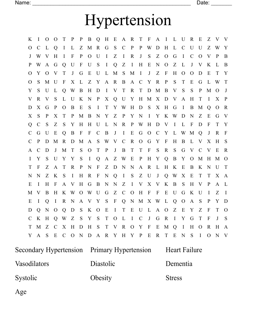 Hypertension Word Search