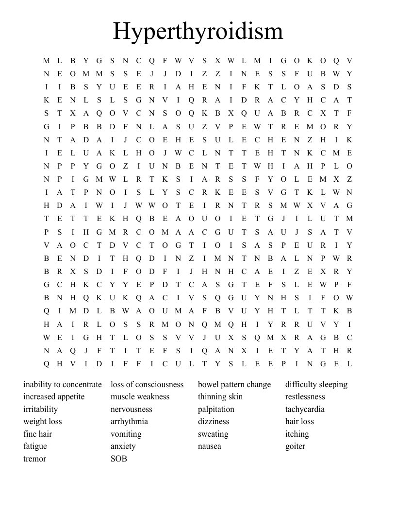 Hyperthyroidism  Word Search