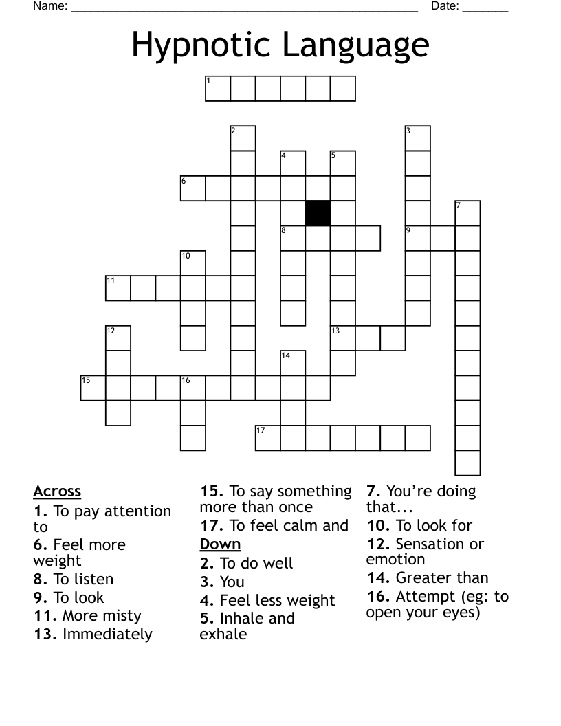 Hypnotic Language Crossword