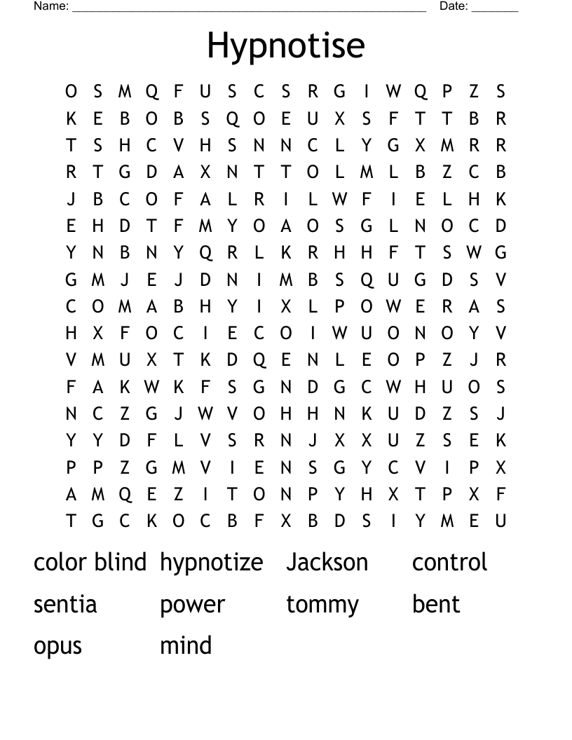 Hypnotise Word Search