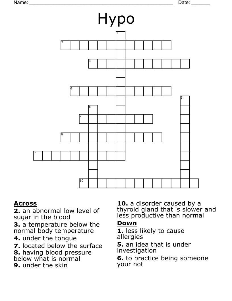 Hypo Crossword