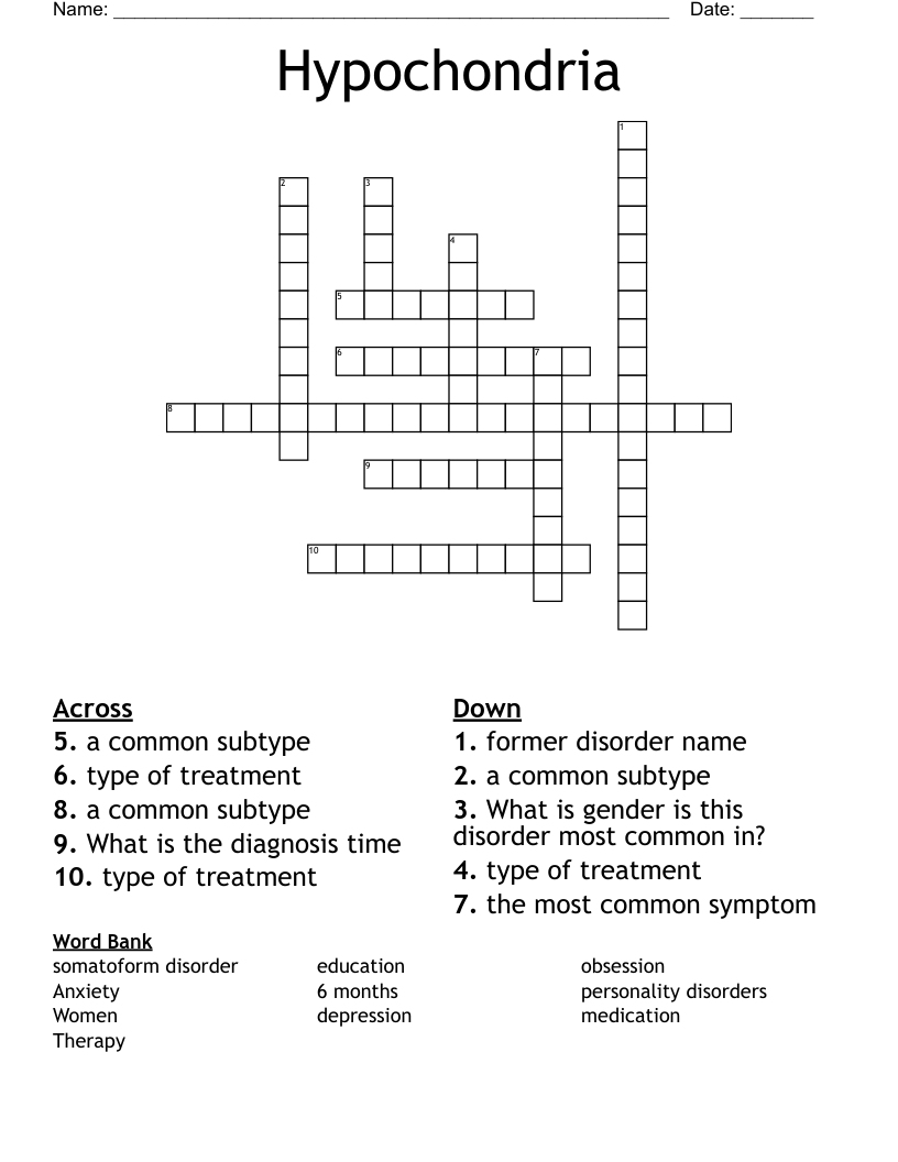 Hypochondria Crossword