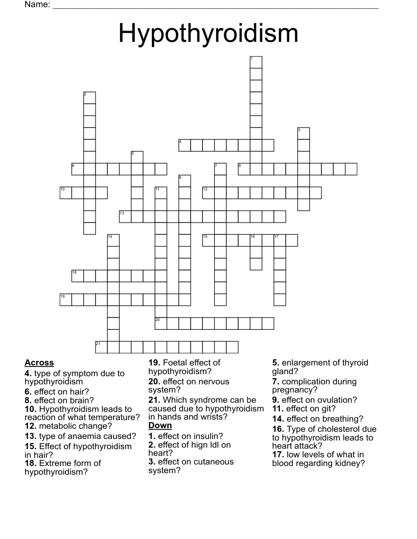 Hypothyroidism Crossword