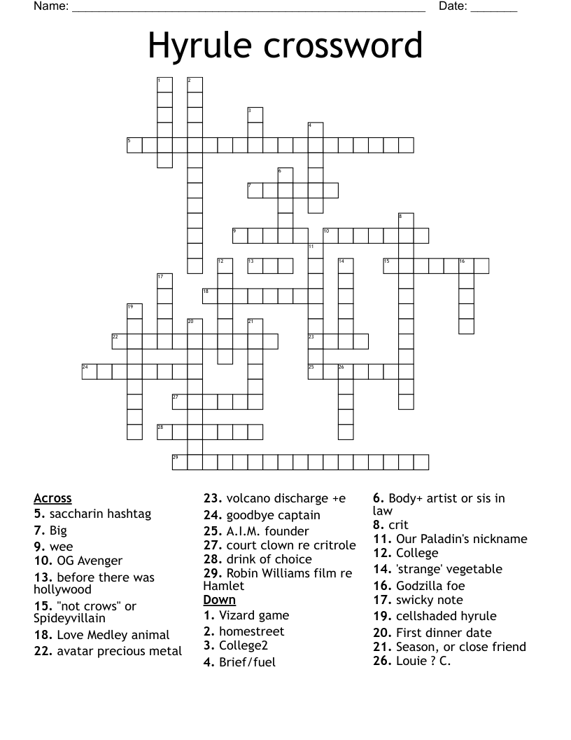 Hyrule crossword