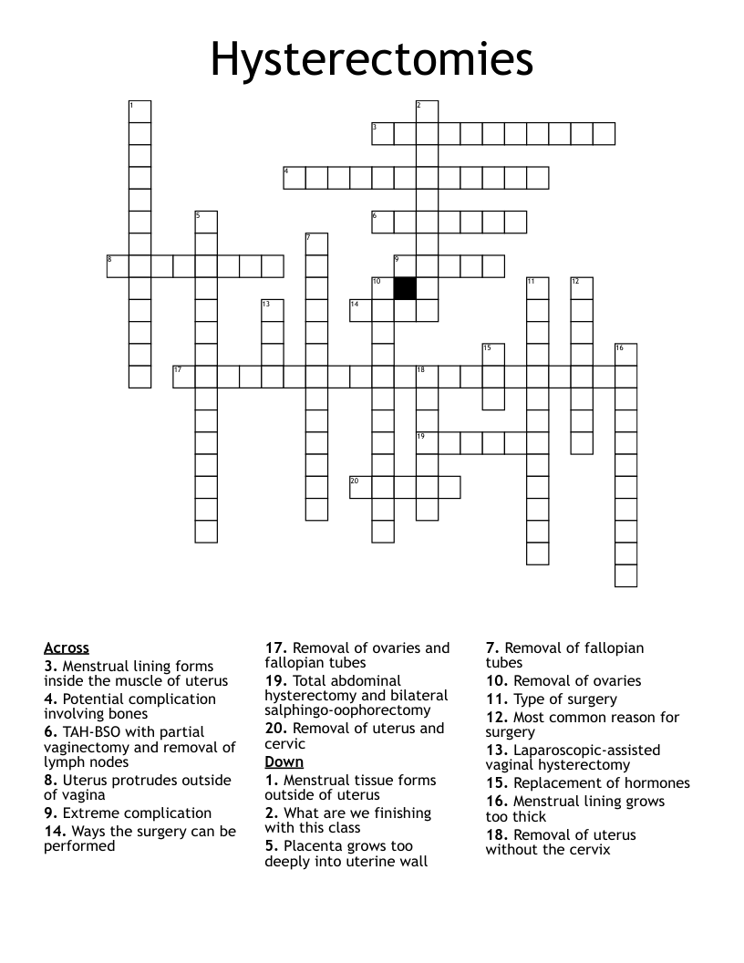 Hysterectomies Crossword