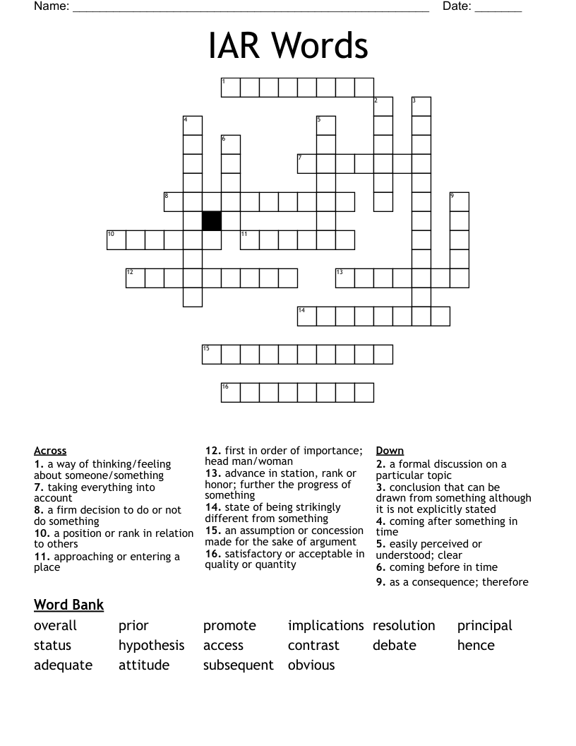 IAR Words Crossword