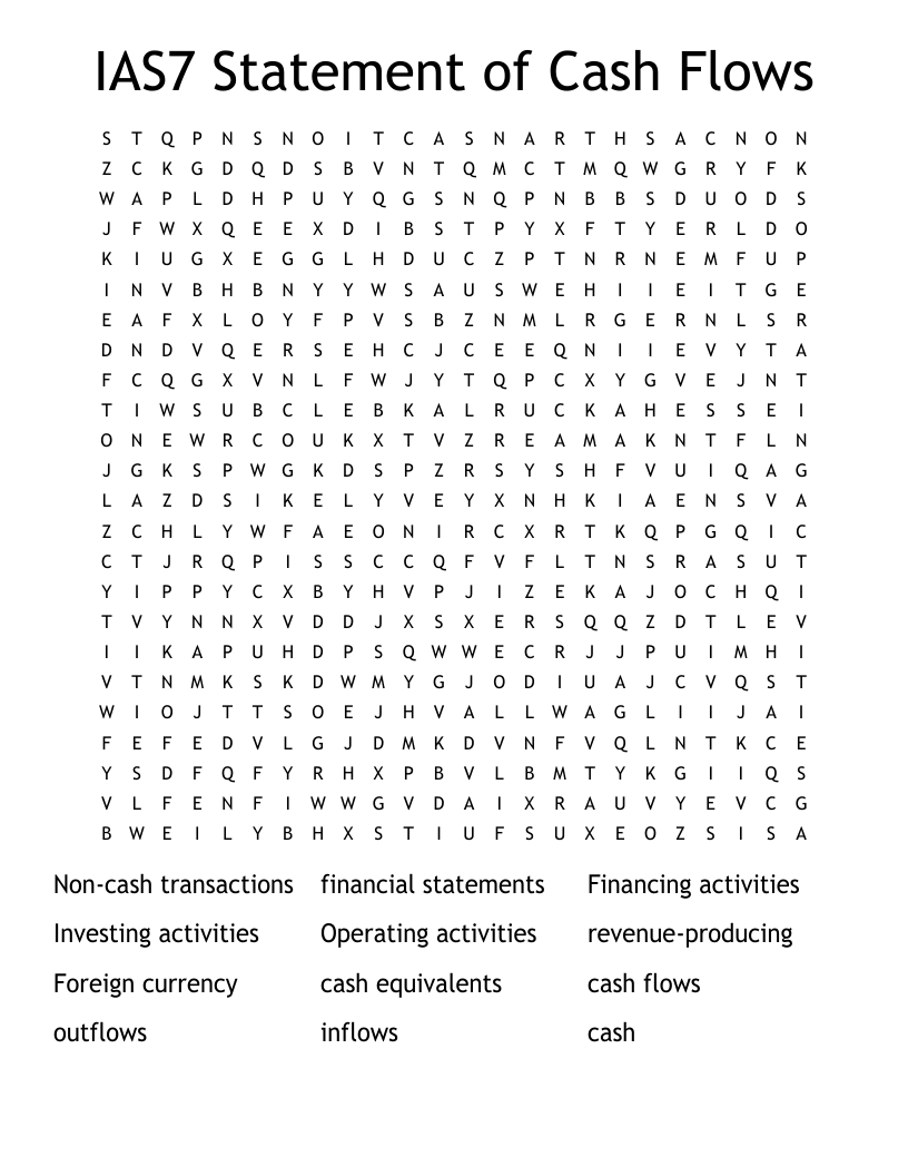 IAS7 Statement of Cash Flows Word Search
