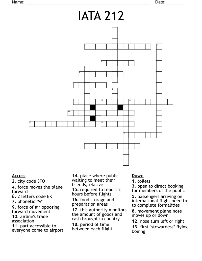 IATA 212 Crossword