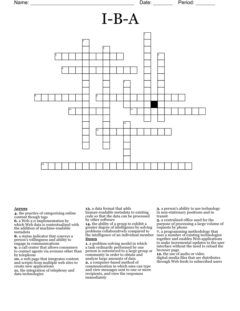 I-B-A Crossword