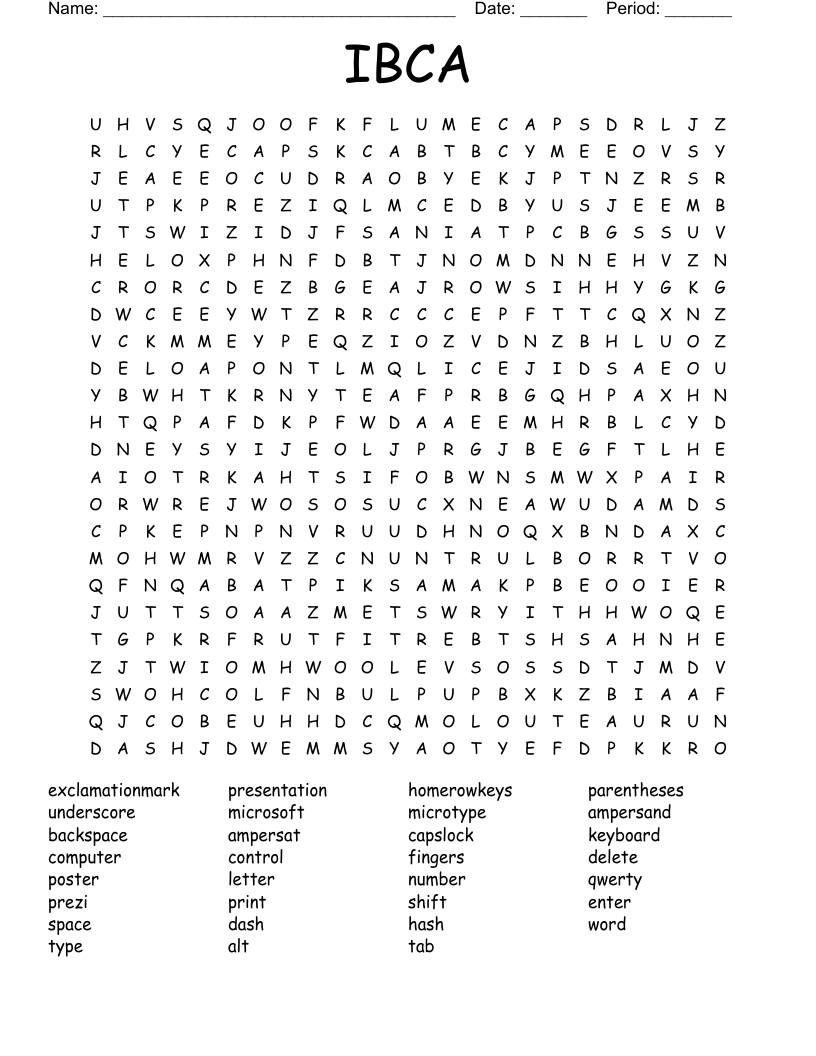 IBCA Word Search