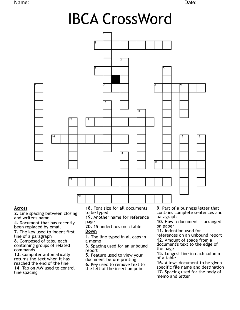 IBCA CrossWord