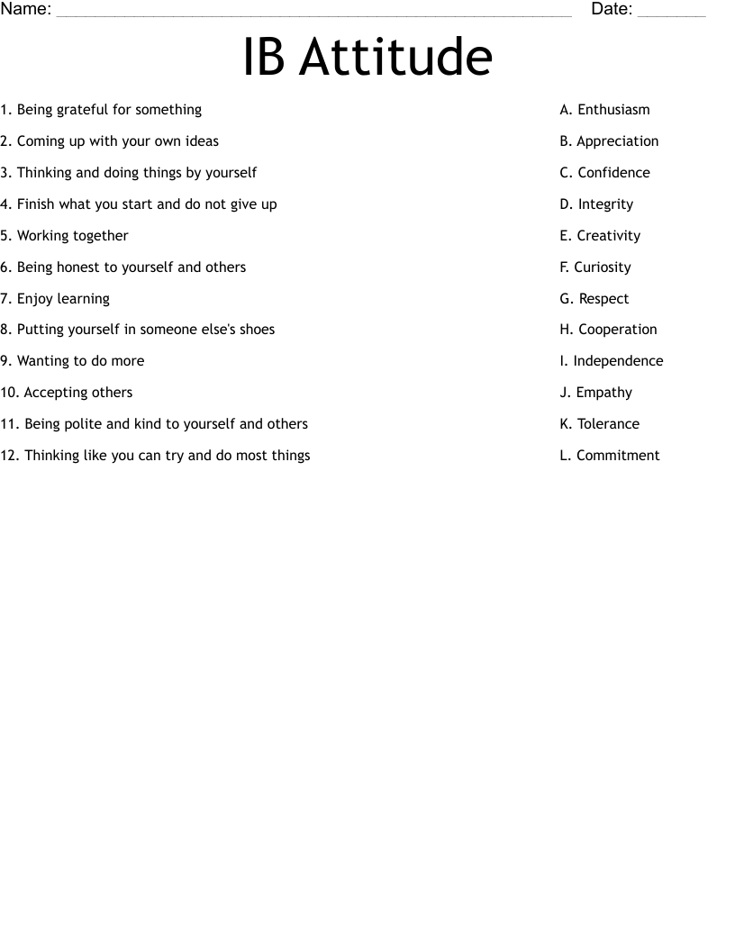 IB Attitude Worksheet
