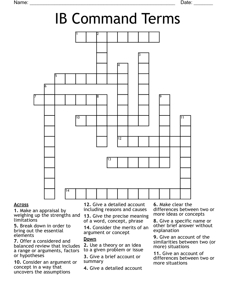 IB Command Terms Crossword