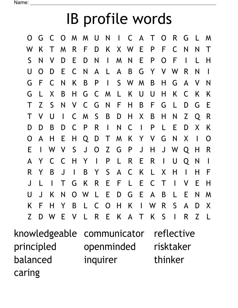 IB profile words Word Search