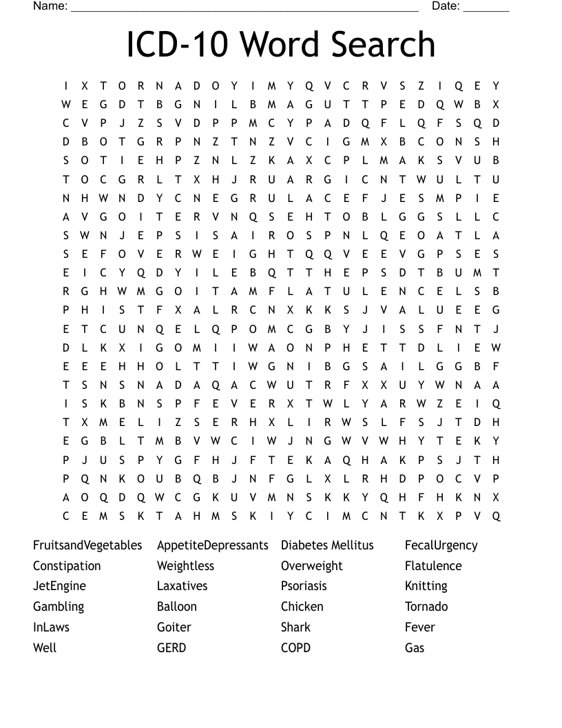 ICD-10 Word Search