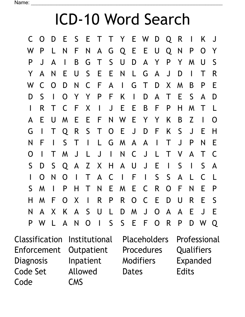 ICD-10 Word Search