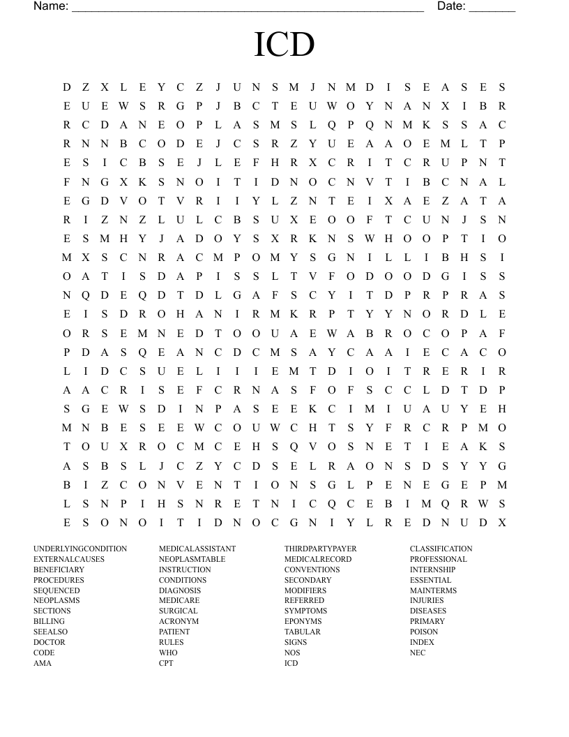 ICD Word Search
