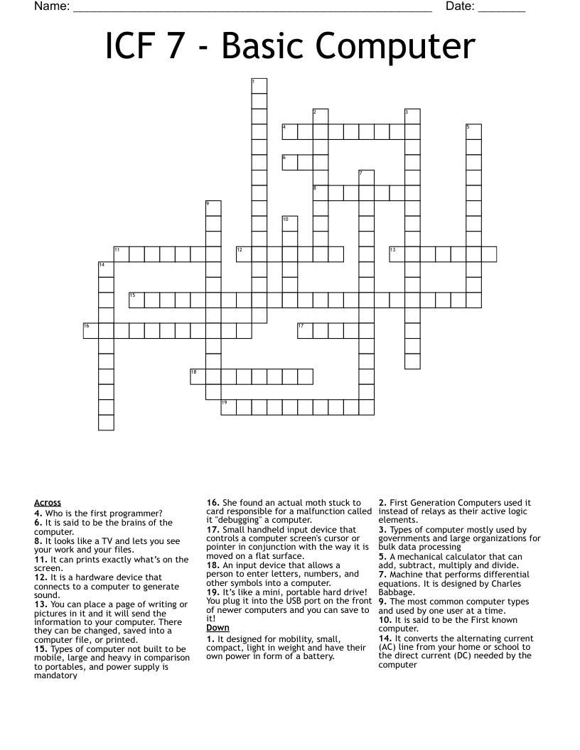ICF 7 - Basic Computer Crossword