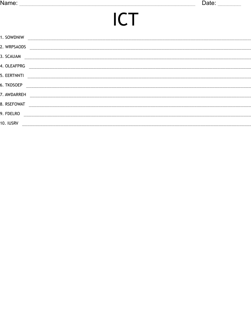 ICT Word Scramble