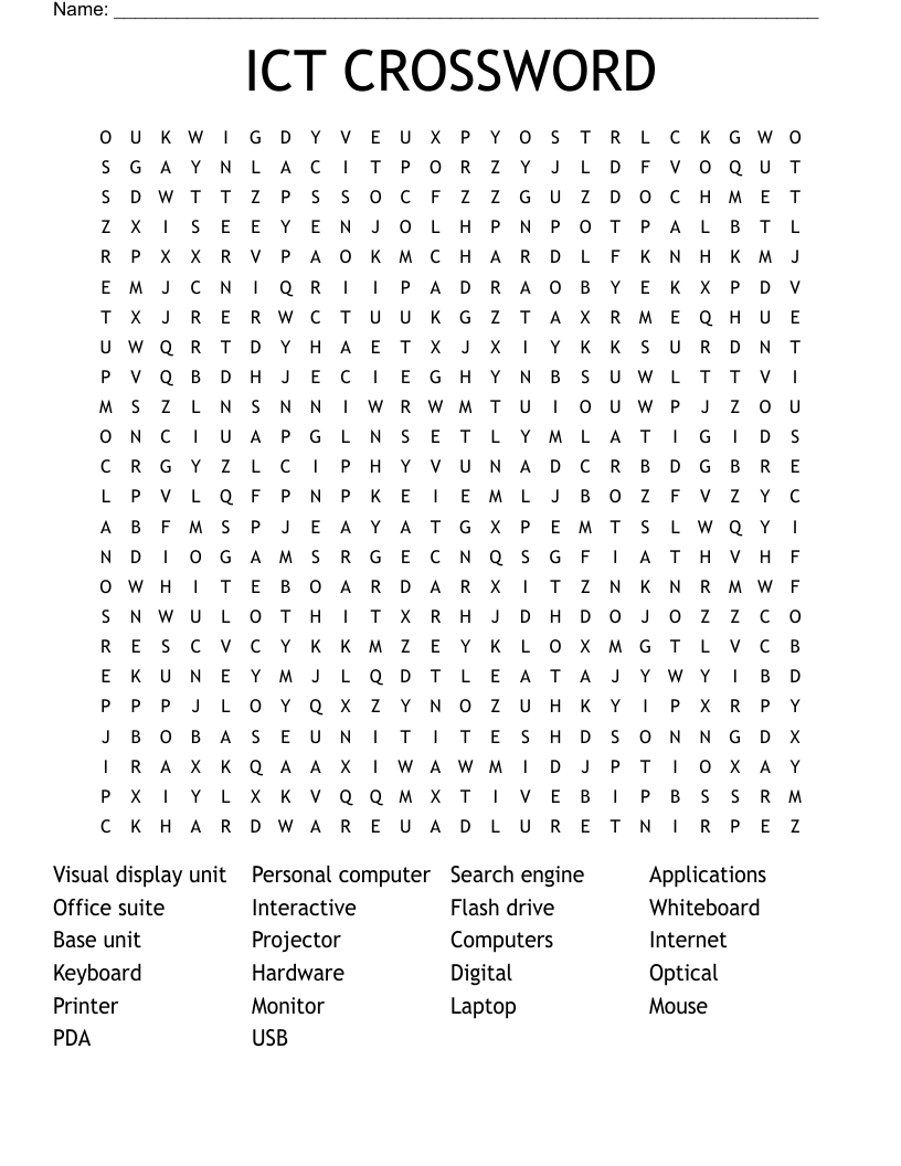 ICT CROSSWORD  Word Search