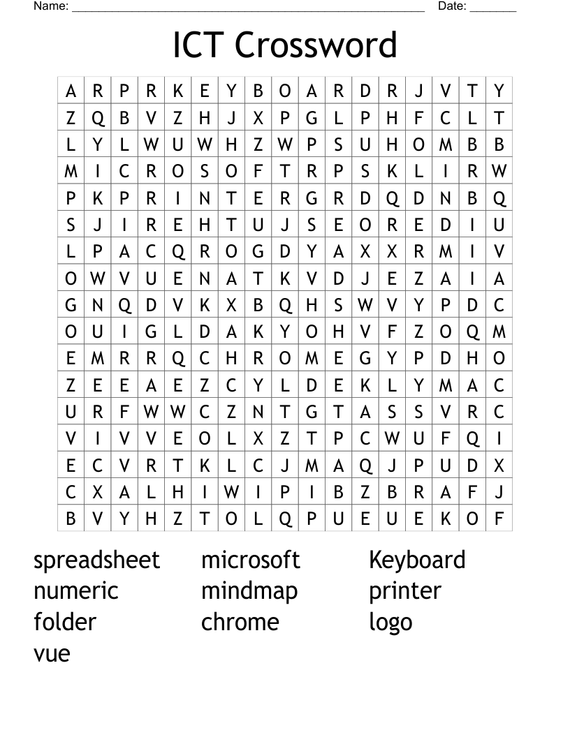 ICT Crossword Word Search