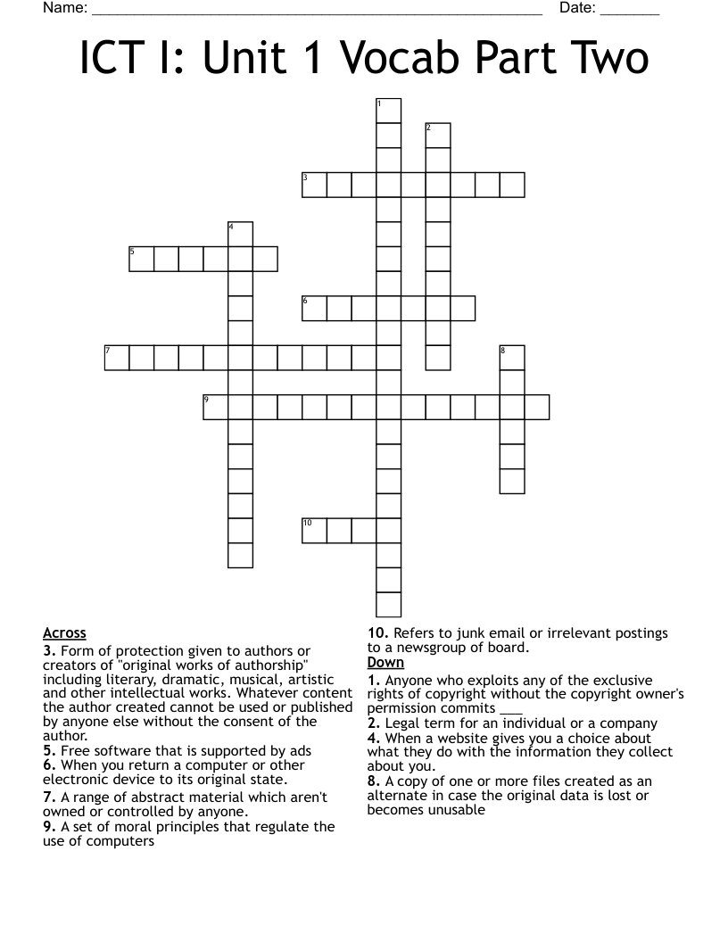 ICT I: Unit 1 Vocab Part Two