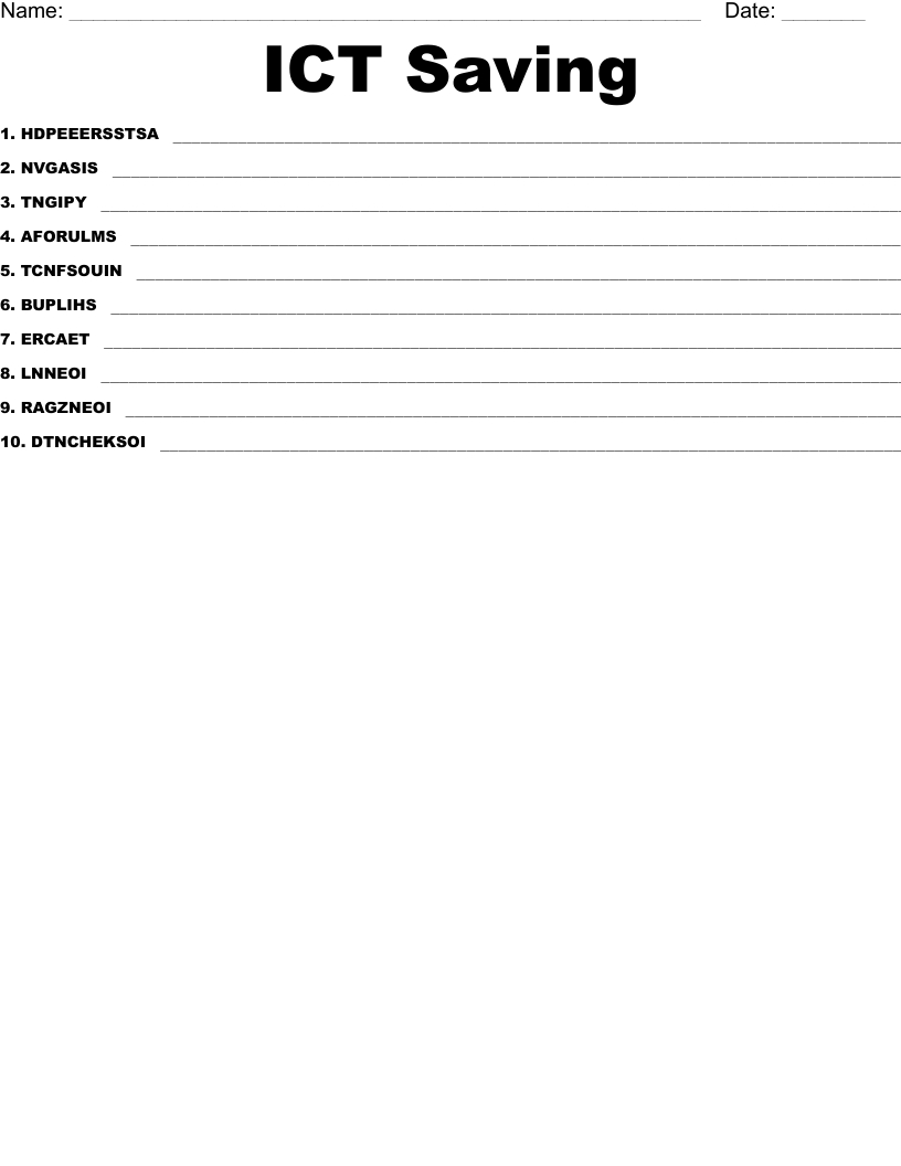 ICT Saving Word Scramble