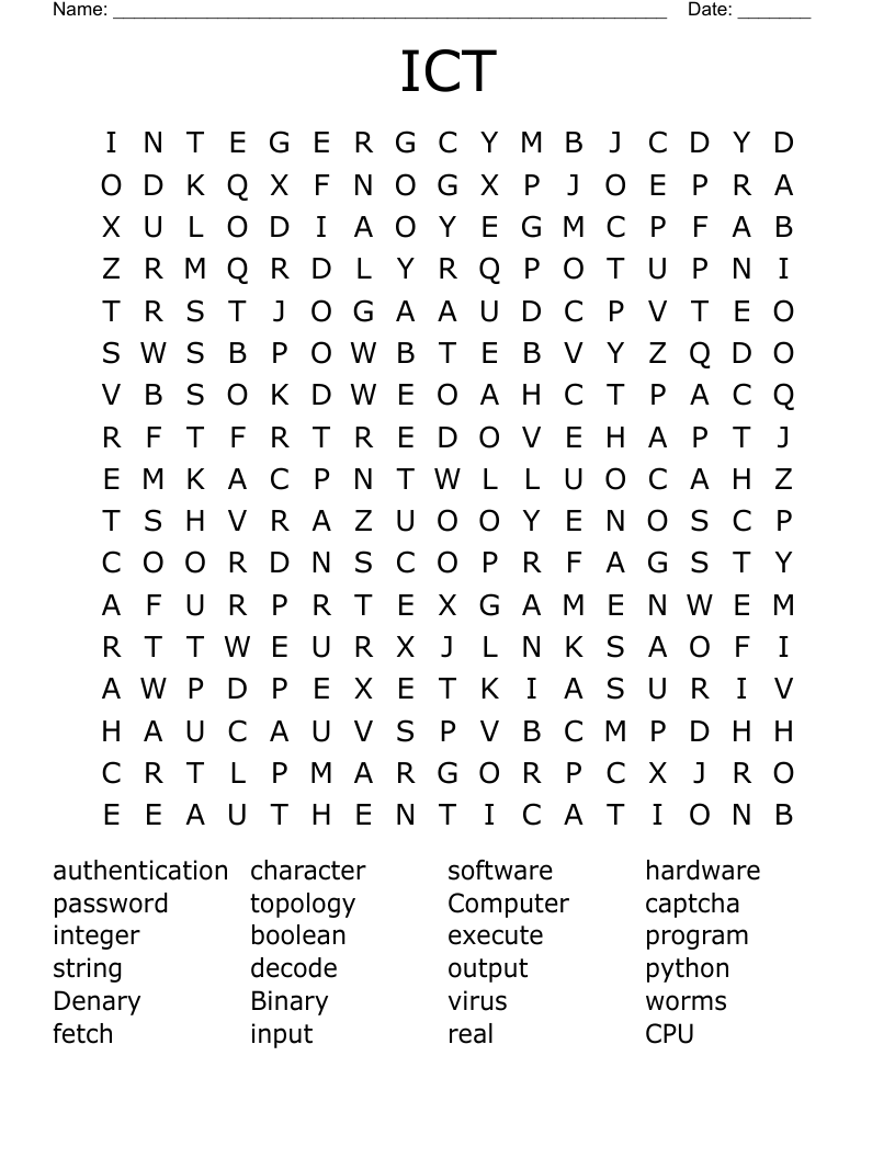 ICT  Word Search