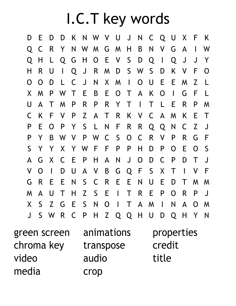 I.C.T key words Word Search