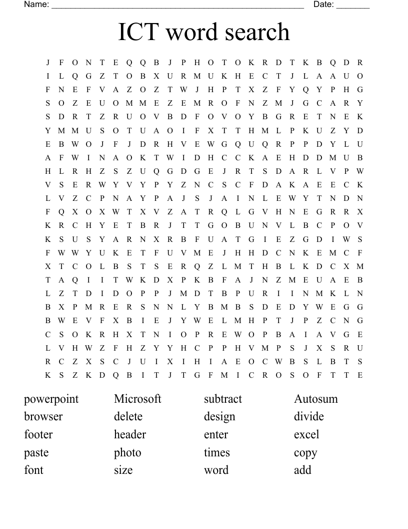 ICT word search 