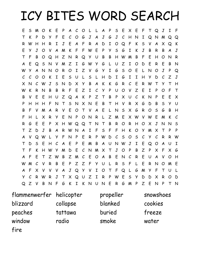 ICY BITES WORD SEARCH