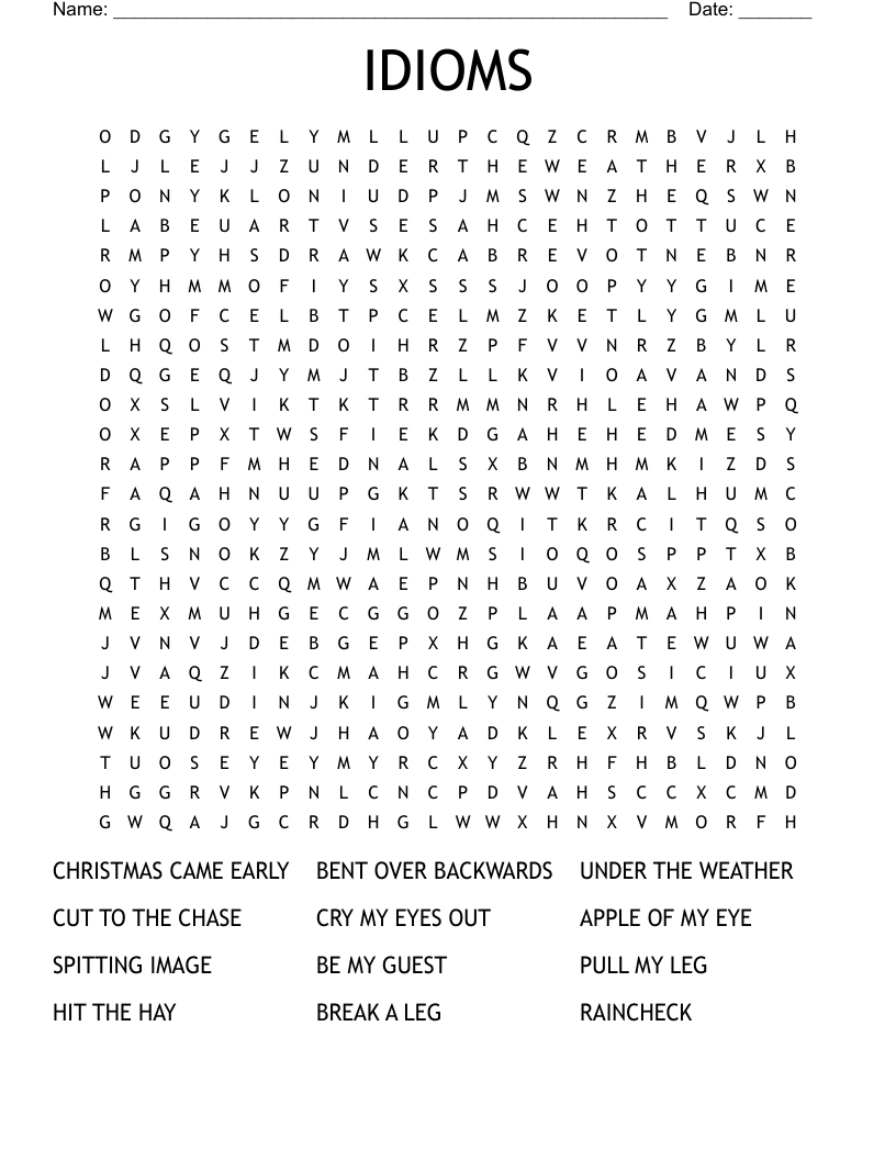 IDIOMS Word Search