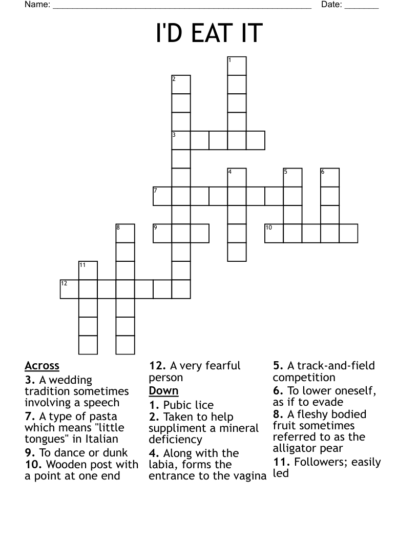 I'D EAT IT Crossword