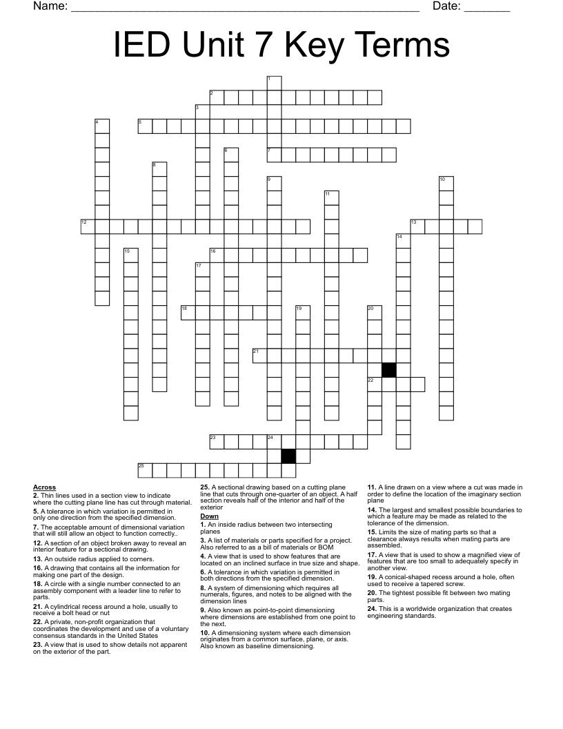 IED Unit 7 Key Terms Crossword