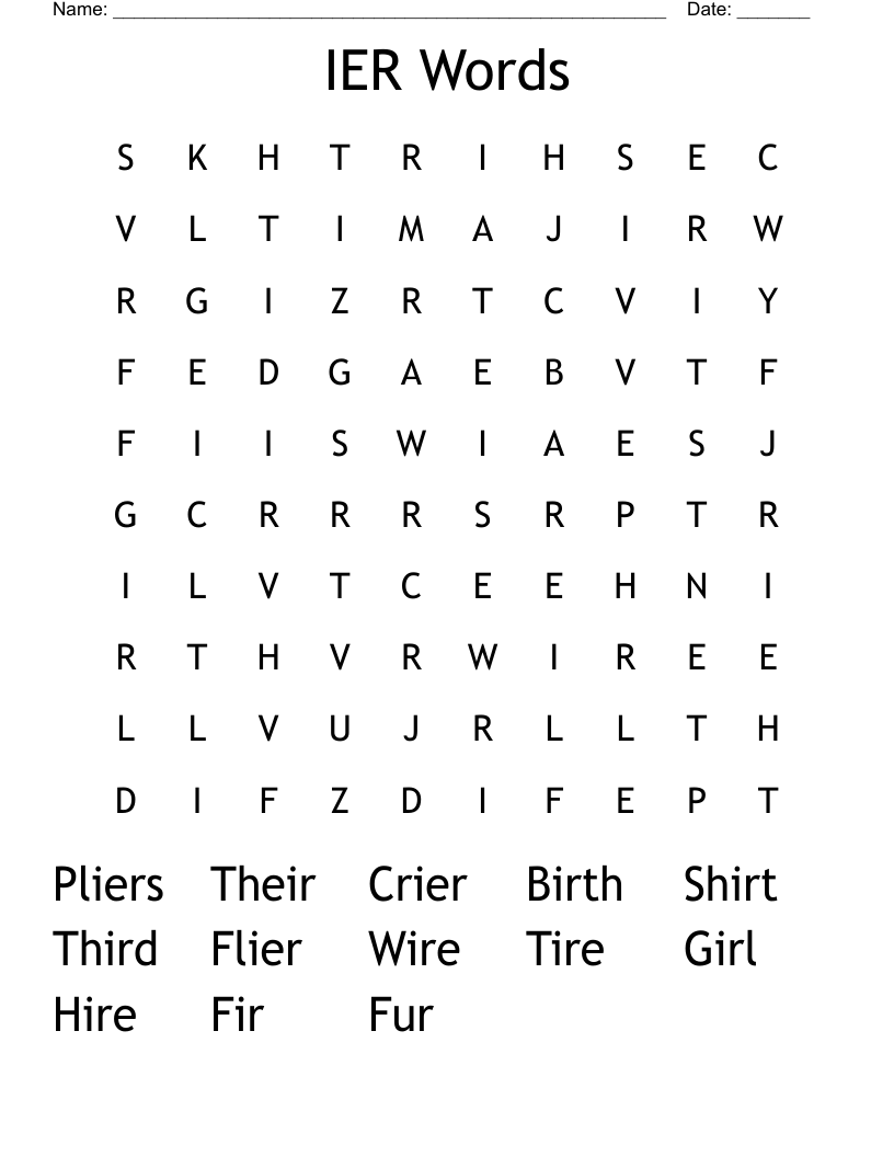 IER Words Word Search