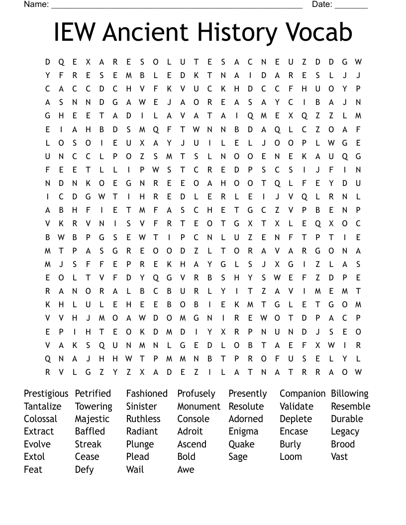 IEW Ancient History Vocab Word Search