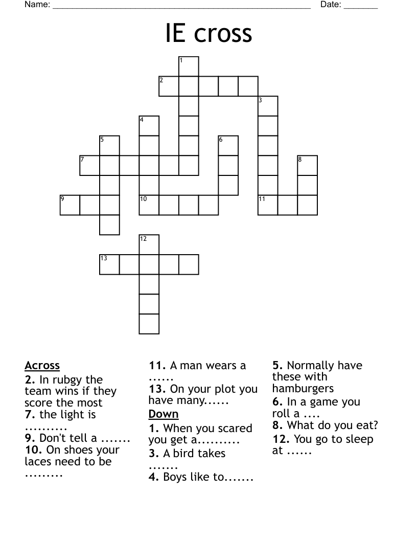 IE cross Crossword