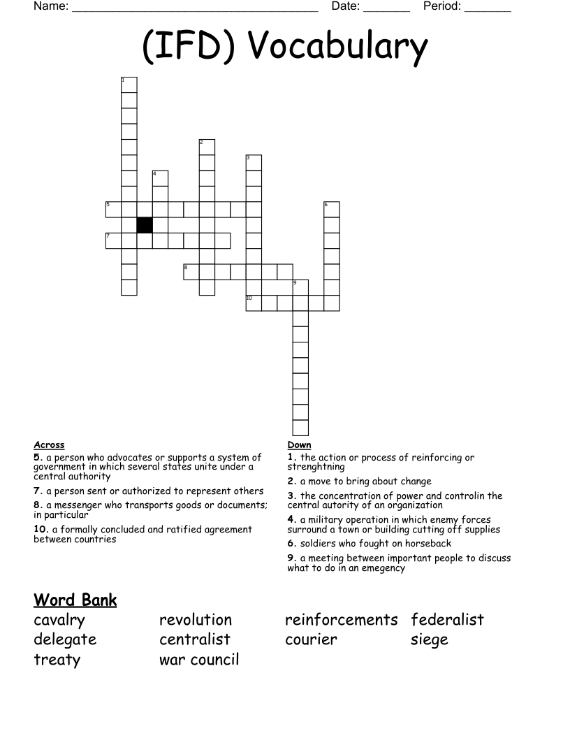 (IFD) Vocabulary Crossword