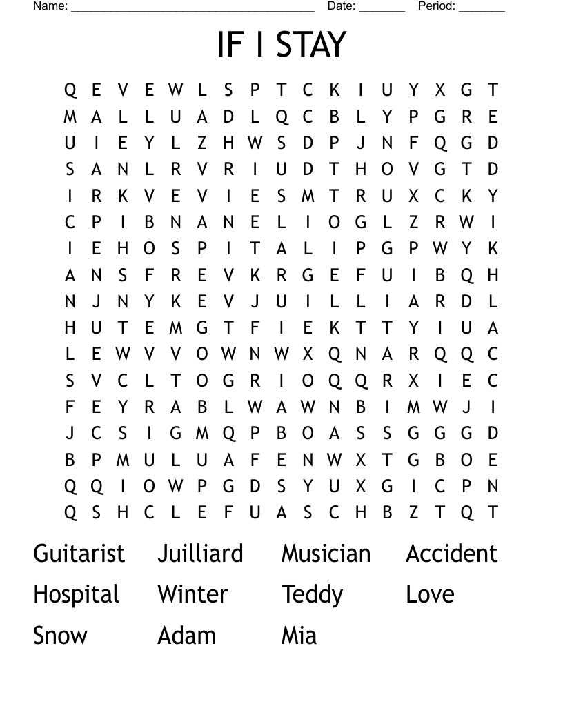 IF I STAY Word Search