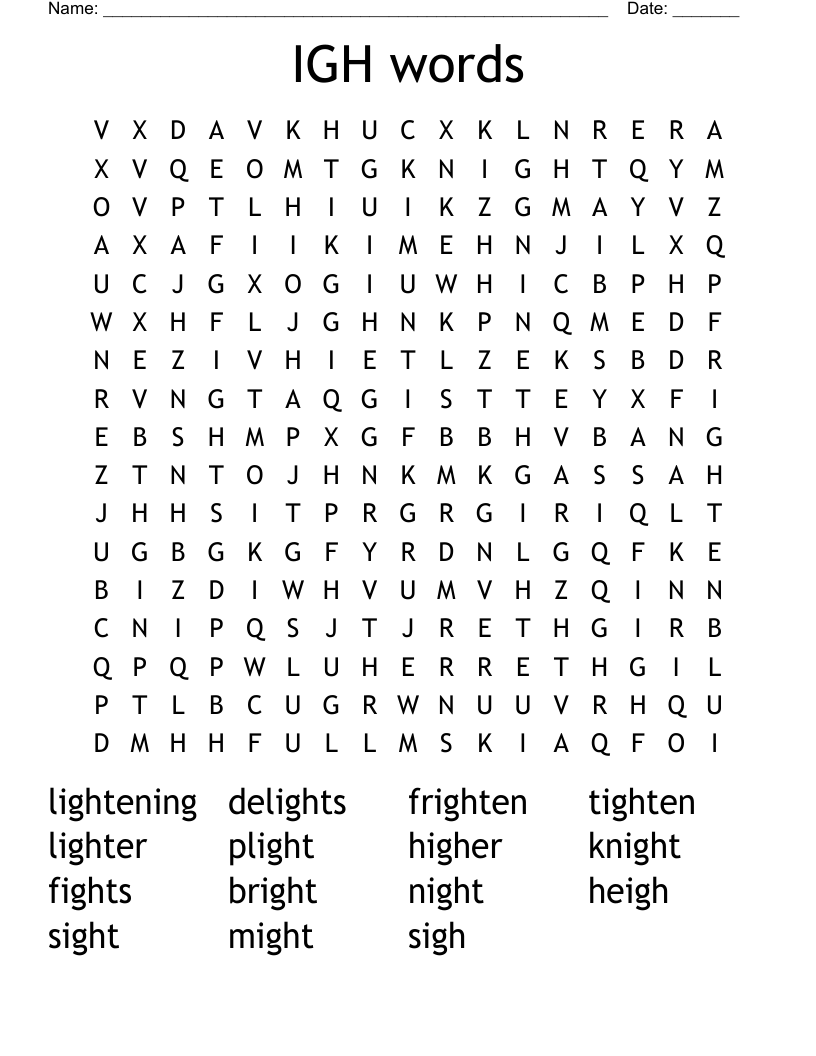 IGH words Word Search