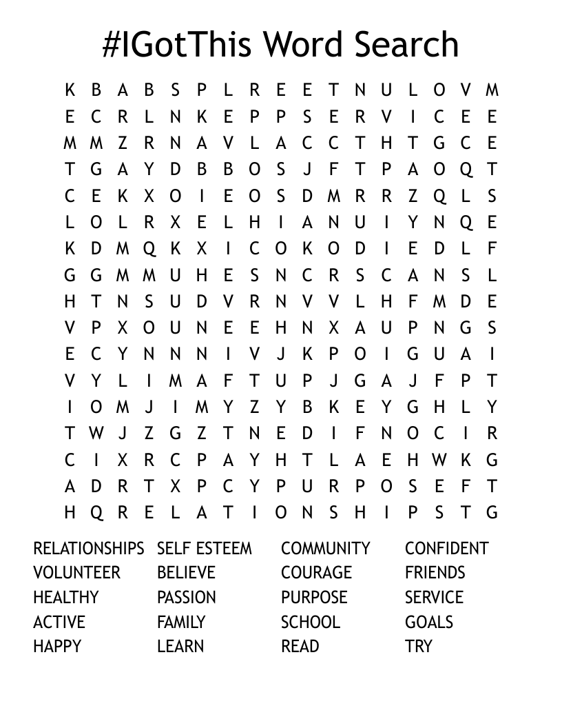 #IGotThis Word Search
