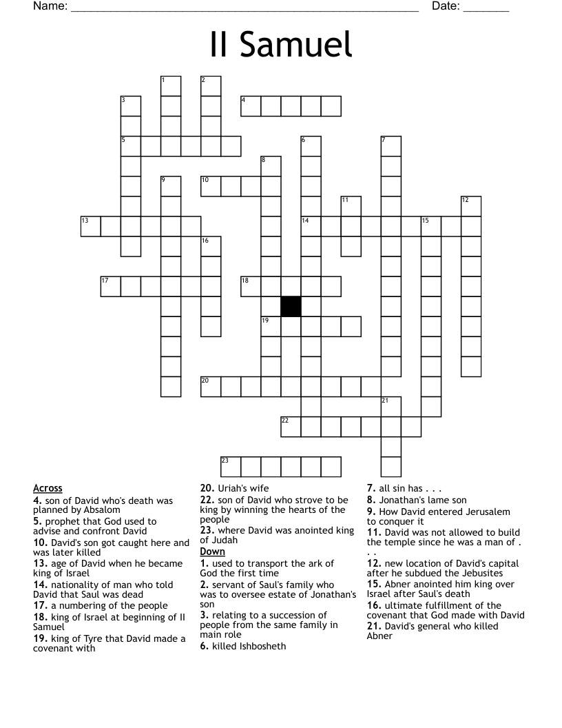 II Samuel Crossword