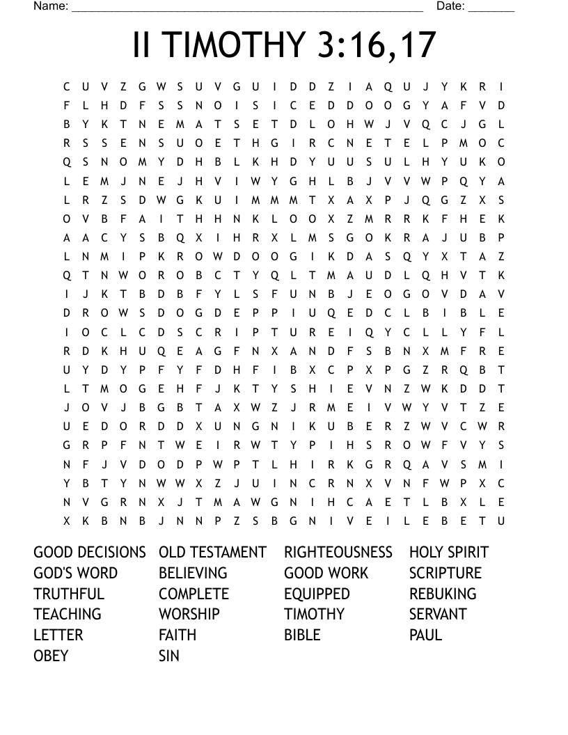 II TIMOTHY 3:16,17 Word Search