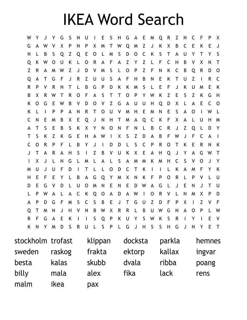IKEA Word Search