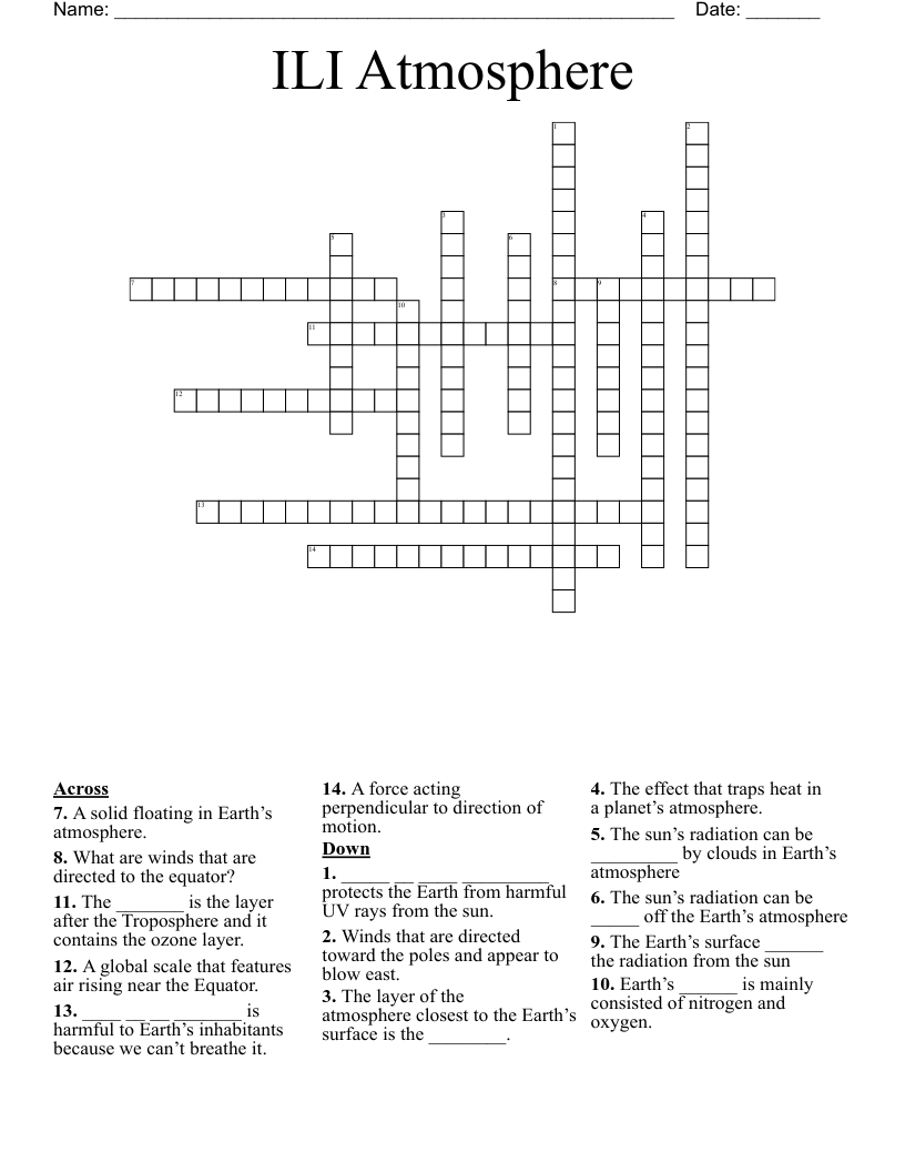 ILI Atmosphere Crossword